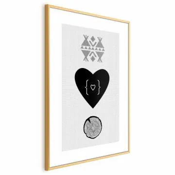 Plakat Serce i pień 21x30 cm z ramą złotą bez marginesu