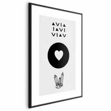 Plakat Serce i kryształty 60x90 cm z ramą czarną bez marginesu