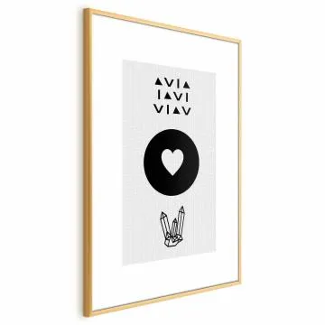 Plakat Serce i kryształty 21x30 cm z ramą złotą z marginesem