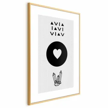 Plakat Serce i kryształty 60x90 cm z ramą złotą bez marginesu