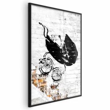 Plakat Pędzący wózek 60x90 cm z ramą czarną bez marginesu
