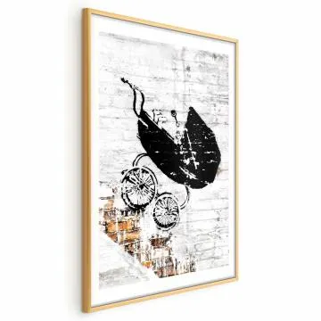 Plakat Pędzący wózek 60x90 cm z ramą złotą z marginesem