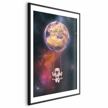 Plakat Kosmiczna huśtawka 29,7x42 cm z ramą czarną z marginesem