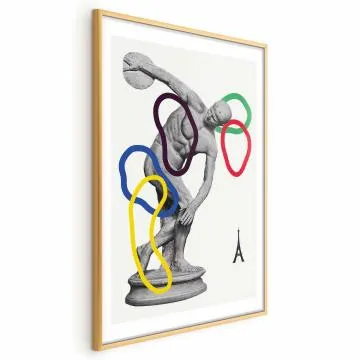Plakat Rzut dyskiem 60x90 cm z ramą złotą z marginesem