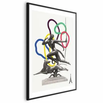 Plakat Strzelająca kobieta 60x90 cm z ramą czarną z marginesem
