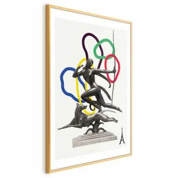 Plakat Strzelająca kobieta 60x90 cm z ramą złotą z marginesem