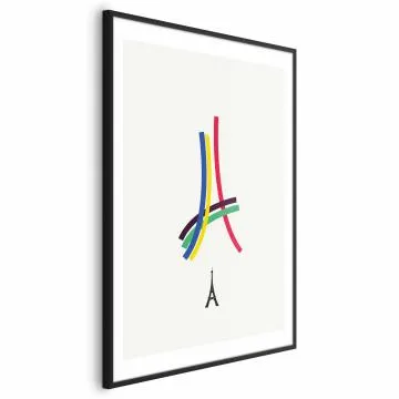 Plakat Abstrakcyjna Wieża Eiffla 60x90 cm z ramą czarną z marginesem