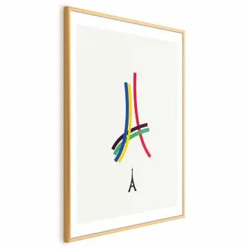 Plakat Abstrakcyjna Wieża Eiffla 60x90 cm z ramą złotą z marginesem