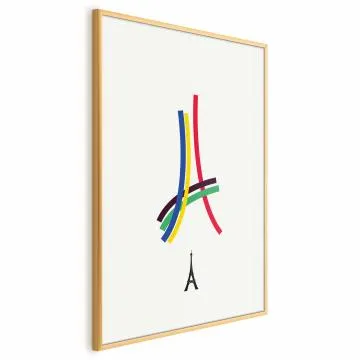 Plakat Abstrakcyjna Wieża Eiffla 60x90 cm z ramą złotą bez marginesu