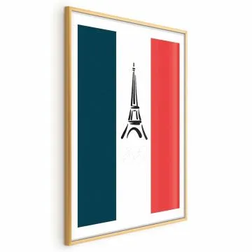 Plakat Symbole Francji 60x90 cm z ramą złotą z marginesem