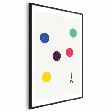 Plakat Wieża Eiffla i tenis 40x60 cm z ramą czarną z marginesem