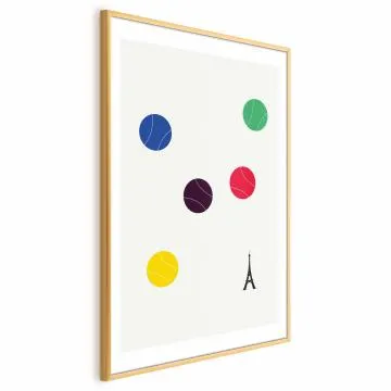 Plakat Wieża Eiffla i tenis 60x90 cm z ramą złotą z marginesem