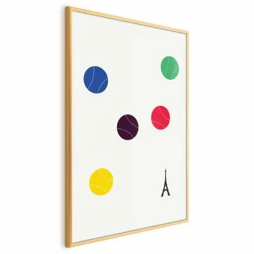 Plakat Wieża Eiffla i tenis 60x90 cm z ramą złotą bez marginesu