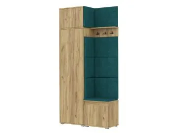 Garderoba z siedziskiem do przedpokoju SINGAPUR 104 dąb craft/zielony