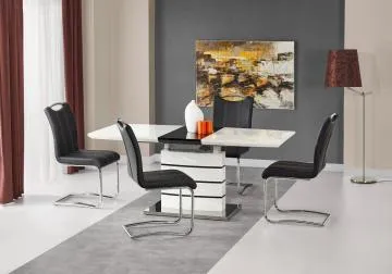 Stół NORD 140(180)x80 biały/czarny rozkładany