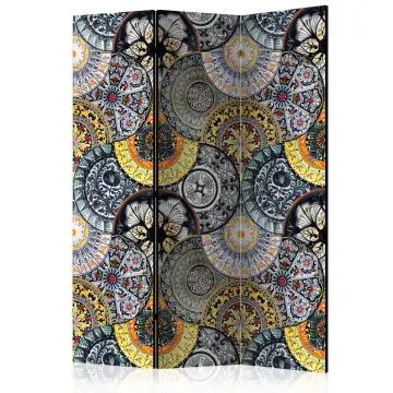 Parawan dwustronny Kwiaty 135x172 cm 3-częściowy szary