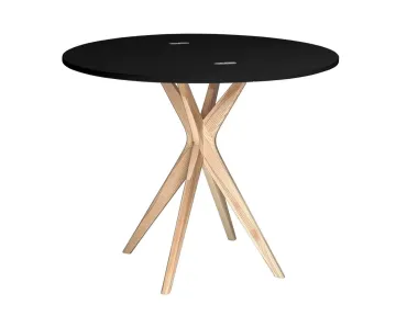 Stół półokrągły CUTTI 100x100 rozkładany czarny/jesion
