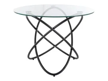 Stół szklany ORBIT 100x100 okrągły transparentny/ czarny