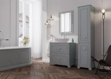 Lustro łazienkowe OXFORD 60x80 cm ciemno szare półmat w drewnianej ramie