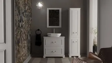 Lustro łazienkowe OXFORD 60x80 cm stara białe półmat w drewnianej ramie