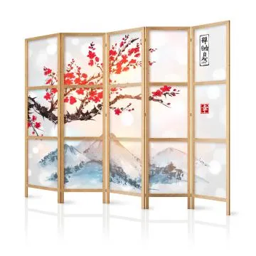 Parawan japoński Orient 225x172 cm 5-częściowy biały