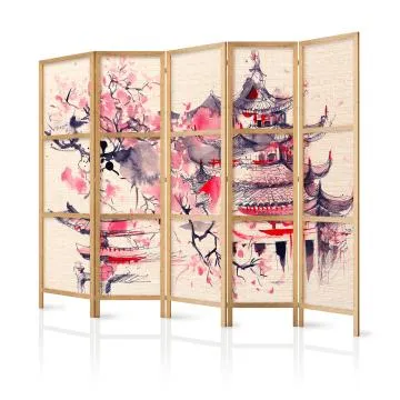 Parawan japoński Orient 225x172 cm 5-częściowy beżowy
