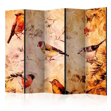 Parawan jednostronny Zwierzęta 225x172 cm 5-częściowy beżowy