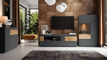 Komoda SILKE 3D1S 150cm matera/dąb wotan