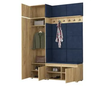 Garderoba z siedziskiem do przedpokoju SINGAPUR 154 dąb craft/granatowy