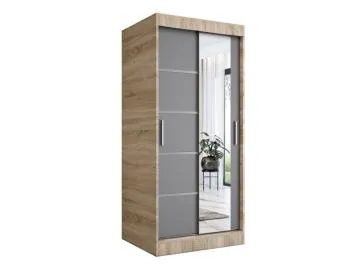 Szafa przesuwna MODUO COMFORT 2 90 dąb sonoma/antracyt z lustrem