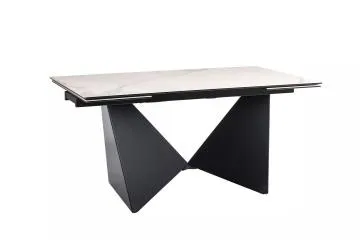 Stół rozkładany PETERSON CERAMIC 160(240)x90 biały marmur/czarny mat