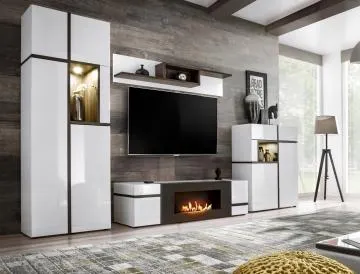 Szafka RTV CROSS 150 biała z biokominkiem