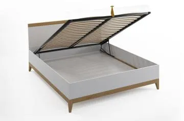 Łóżko LIVIA BC 120x200 białe/buk z pojemnikiem