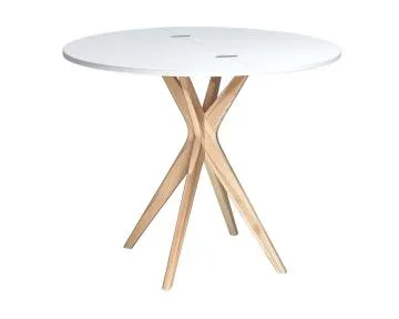 Stół półokrągły CUTTI 90x90 rozkładany biały/jesion