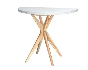 Stół półokrągły CUTTI 90x90 rozkładany biały/jesion