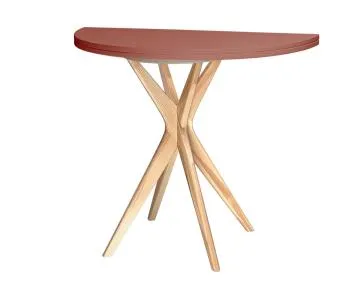 Stół półokrągły CUTTI 90x90 rozkładany koralowy/jesion
