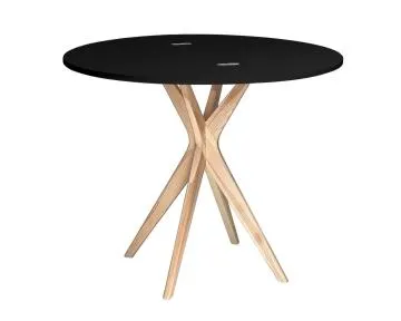 Stół półokrągły CUTTI 90x90 rozkładany czarny/jesion