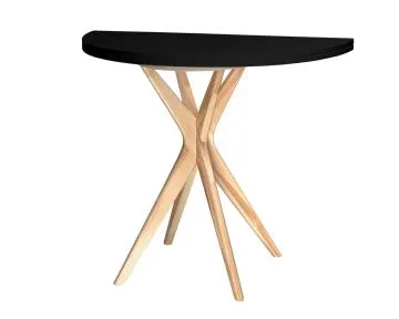 Stół półokrągły CUTTI 90x90 rozkładany czarny/jesion