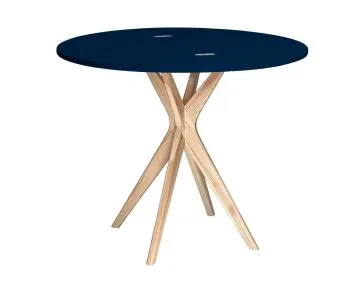 Stół półokrągły CUTTI 90x90 rozkładany granatowy/jesion