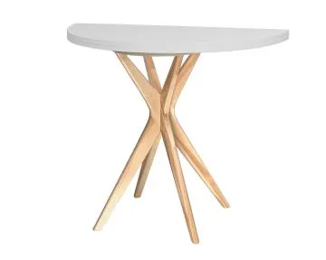 Stół półokrągły CUTTI 90x90 rozkładany jasny szary/jesion