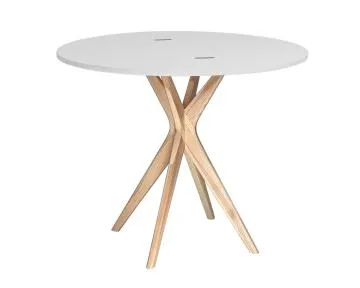 Stół półokrągły CUTTI 90x90 rozkładany jasny szary/jesion