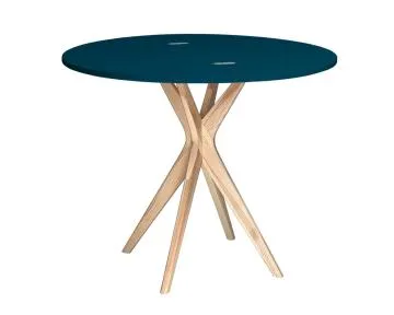 Stół półokrągły CUTTI 90x90 rozkładany petrol blue/jesion
