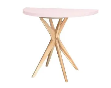 Stół półokrągły CUTTI 90x90 rozkładany różowy/jesion