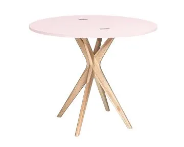 Stół półokrągły CUTTI 90x90 rozkładany różowy/jesion