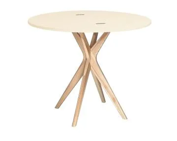 Stół półokrągły CUTTI 90x90 rozkładany kremowy/jesion