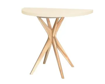 Stół półokrągły CUTTI 90x90 rozkładany kremowy/jesion