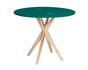 Stół półokrągły CUTTI 90x90 rozkładany zielony/jesion