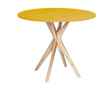 Stół półokrągły CUTTI 90x90 rozkładany żólty/jesion