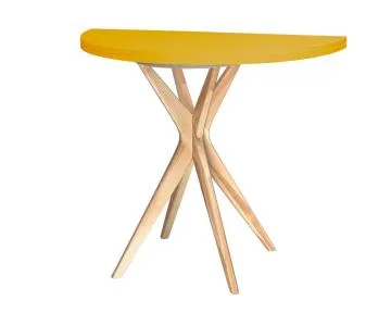 Stół półokrągły CUTTI 90x90 rozkładany żólty/jesion