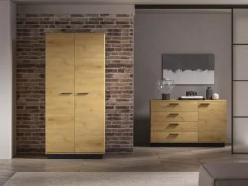 Szafa BRONX 2D 92cm dąb/czarna